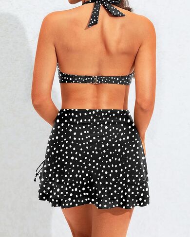 Yonique Womens High Waisted Bikini with Skirt Two Piece Swimsuit with Tummy Control Halter Bathing Suit in Saudi Arabia