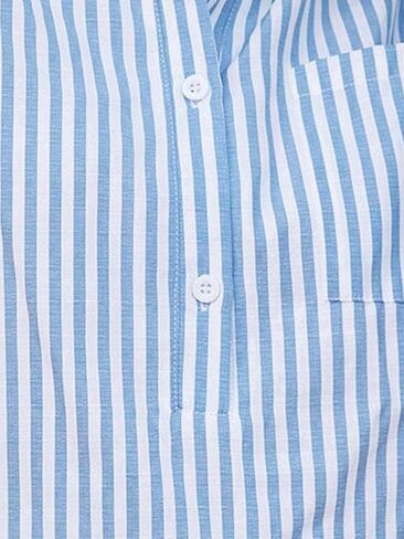 SweatyRocks Women's Striped Print Button Down Long Sleeve Shirt Collared Neck Loose Tops with Pocket in Saudi Arabia