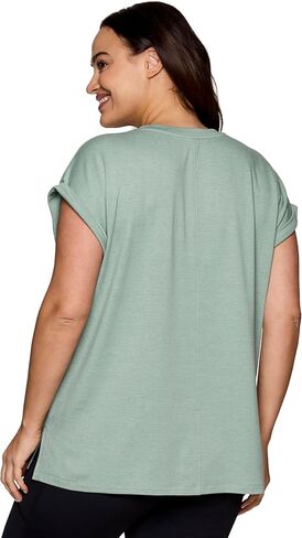 تي شيرت يوجا أنيق للنساء من RBX Active بمقاس كبير ومريح ومسامي للجري والجري وأكمام قصيرة in Kuwait