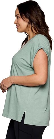تي شيرت يوجا أنيق للنساء من RBX Active بمقاس كبير ومريح ومسامي للجري والجري وأكمام قصيرة in Kuwait