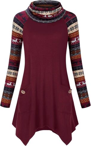 بلوفر نسائي من Hibelle بأكمام طويلة ورقبة متدلية وحاشية غير متماثلة كاجوال مع جيوب in Kuwait