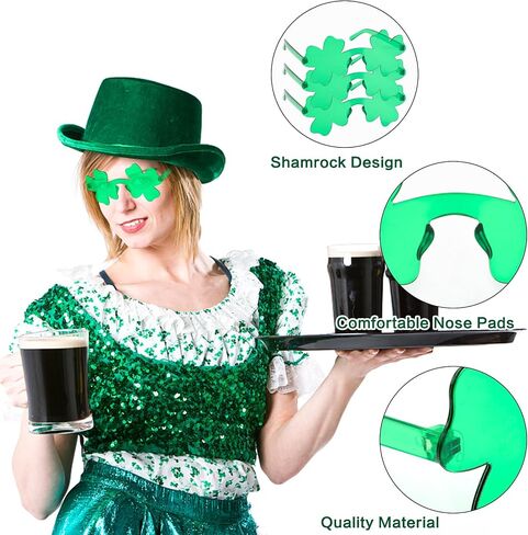 12 Pairs St Patrick's Day Shamrock Sunglasses,Green Clover Glasses Eyewear for St Patrick's Day Irish Party Favor Supply in Saudi Arabia