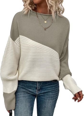 SOLY HUX Women's Color Block Drop Shoulder Long Sleeve Sweater Oversized Pullover Top in Saudi Arabia