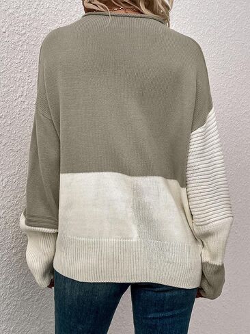 SOLY HUX Women's Color Block Drop Shoulder Long Sleeve Sweater Oversized Pullover Top in Saudi Arabia