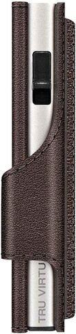 Tru Virtu® Card Wallet Click & Slide Coin Pocket I Credit Card Holder I Card Case RFID NFC Protection I Wallet Made of Genuine Italian Leather I Wallet I Slim Wallet (Nappa Brown/Silver) in Kuwait