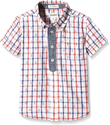 Hatley Boys' Retro Nautical-Mini Anchors Faux Placket Shirt in Saudi Arabia