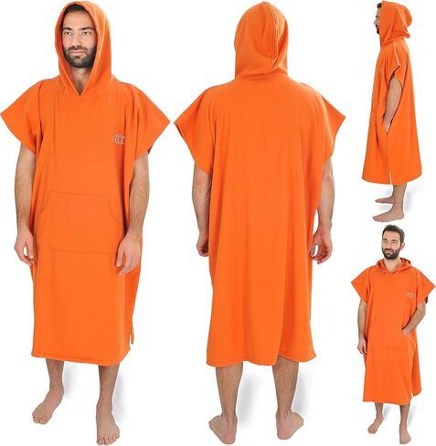 Cacala Hooded Bathrobes, Beach Poncho Unisex, Double Face Cotton Terry Cloth Robe with Pockets One Size Fit All in Kuwait