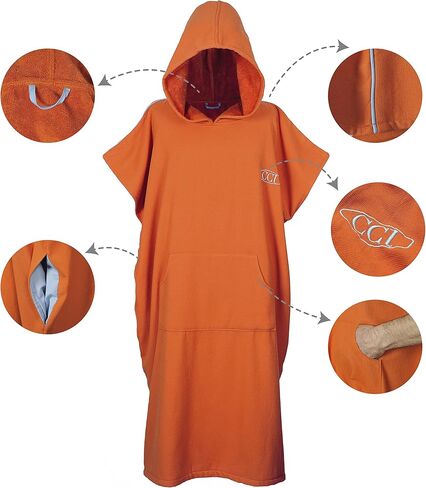 Cacala Hooded Bathrobes, Beach Poncho Unisex, Double Face Cotton Terry Cloth Robe with Pockets One Size Fit All in Kuwait