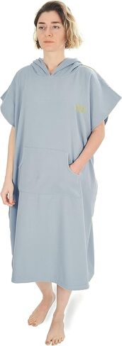 Cacala Hooded Bathrobes, Beach Poncho Unisex, Double Face Cotton Terry Cloth Robe with Pockets One Size Fit All in Kuwait