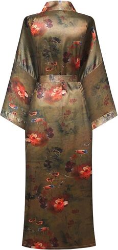 Plus Size Long Kimono Women Floral Robe Silky Loungewear Sleepwear Bridesmaid Bathrobe in Saudi Arabia