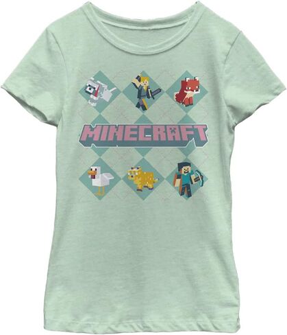 Minecraft Girls Argyle T-Shirt, Mint, X-Large in Saudi Arabia