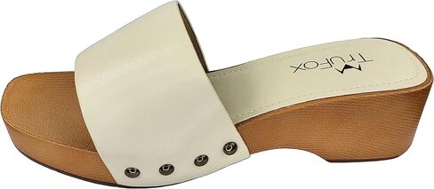 Classic Slide Sandals Low Heel Lightweight Faux Wood in Kuwait