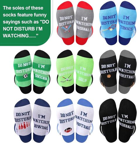 8 Pairs Sports Lovers Socks Gifts for Boys Teens Funny Novelty Christmas Balls Socks Include Football Tennis Baseball Soccer Softball Bowling Basketball Golf Socks for Enthusiasts Athletes in Saudi Arabia