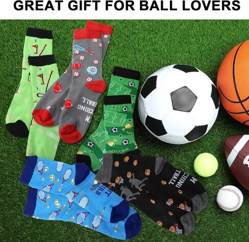 8 Pairs Sports Lovers Socks Gifts for Boys Teens Funny Novelty Christmas Balls Socks Include Football Tennis Baseball Soccer Softball Bowling Basketball Golf Socks for Enthusiasts Athletes in Saudi Arabia