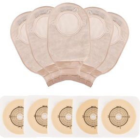 21 PCS Colostomy Bags,Ostomy Supplies, Two Piece Drainable Ostomy Pouch with Closure,Ostomy Bag for Ileostomy Stoma Care, Cut-to-Fit(15pcs Bags+6pcs Barrier)