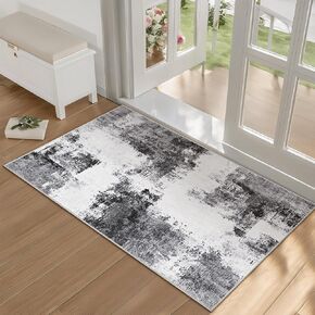 Small Area Rug for Entryway, 2x3 Ultra-Thin Washable Abstract Rugs Non-Slip Bathroom Rug Front Door Mat Indoor Entrance Modern Soft Faux Wool Kitchen Sink Rug Floor Accent Throw Carpet for Bedside