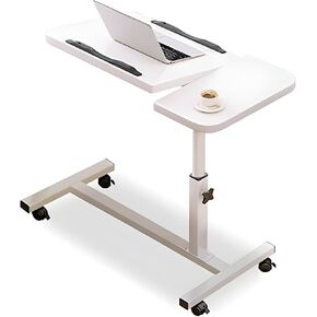 Mobile Overbed Bedside Table, Hospital Rolling Medical Table with 4 Wheels, Sit Stand Laptop Desk, Adjustable Height from 23.2''-35'' for Hospital Home Sofa Bed Side Table