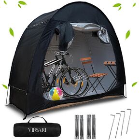 Outdoor Bike Storage – Spacious Waterproof Tent for 2 Bicycles, Durable 210D Oxford Fabric, UV Protection, Easy Setup, Used for Garden Tools, Toys, Lawn Mower Storage (Black)