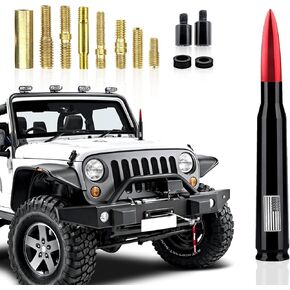 jeseny 1 PC Car Bullet Antenna American Flag, Compatible with GM Chevy Silverado 1500 2500 3500 HD Avalanche GMC Sierra 1500 2500 3500 Denali Heavy Duty Pickup Trucks Accessories (Black)