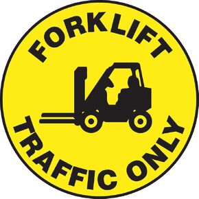 Accuform MFS860 Slip-Gard Adhesive Vinyl Round Floor Sign, Legend "Forklift Traffic ONLY", 8" Diameter, Black on Yellow