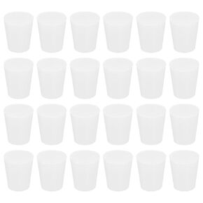 MECCANIXITY Silicone Rubber Tapered Plug 18mm to 24mm Solid Test Tubes Bungs Stopper White Translucent for Lab Home 24 Pieces