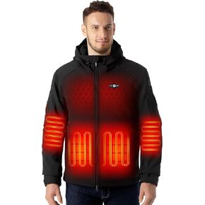 Heated Jackets for Men 16000mAh Battery Pack Included Windproof Water Resistant Mens Heated Jacket with Foldable Hood