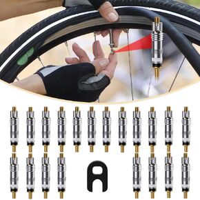 20 Pcs Presta Valve Core - Bike Replacement Brass Tubeless Core and Valve Core Remover Tool for Tubeless Road MTB Bike Compatible with Vittoria Stan's Continental Kenda (20pc)
