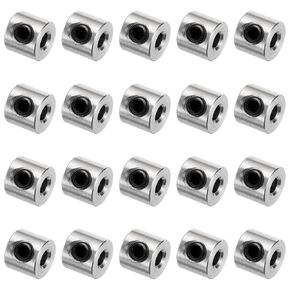 uxcell 20pcs Set Screw Collars 3mm Bore Shaft Collars, 8mm OD, 7mm Width, Drill Stop Collar, Stainless Steel Drill Bits Depth Collars