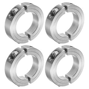 uxcell 4pcs Double Split Clamp-On Shaft Collar for 1-3/4" Shaft, Two-Piece Clamping Collar, 2-3/4" OD, 11/16" Thick, 304 Stainless Steel Axle Collar Clamp, Set Screw Style