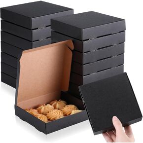 Roshtia 100 Pcs Mini Pizza Boxes Small Pizza Boxes 5.25 x 5.25 Square Pizza Party Favors Kraft Boxes Take out Containers Gift Packing Boxes for Pizza, Cake, Cookies, Food(Black)