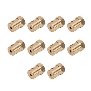 TREETDOBV 10Pcs 7mm Flexible Coupling Connector, Motor Flexible Coupling Brass Hex Coupler Connector for RC Car Wheels Tires Shaft Accessories Any Motors, 3mm ID