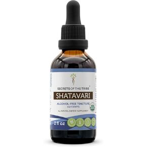 Secrets of the Tribe Shatavari USDA Organic | Alcohol-Free Extract, High-Potency Herbal Drops | Made from 100% Certified Organic Shatavari (Asparagus racemosus) Dried Root (2 oz)