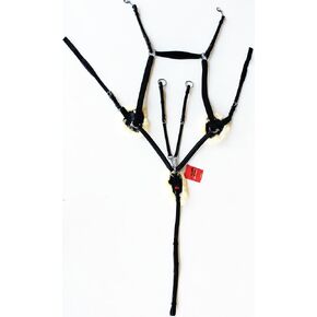 Horse English Padded Leather 5-Point Raised Breastplate with Original Lamb Faux Fur Padding 803933BKCob
