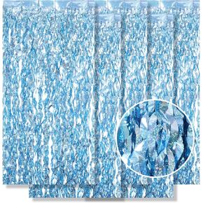 5 Pack Wavy Black Foil Curtain Backdrop 3.2ft x 6.6ft Wavy Tinsel Foil Fringe Curtains Streamer Backdrop Photo Booth Props for Mermaid Birthday Decoration Under The Sea Party Decorations (Black) in Kuwait