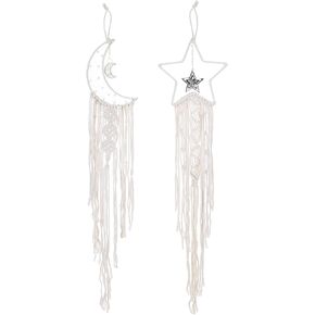 uxcell 2 Pcs Star Moon Dreamcatcher Handmade, Home Decor Dream Catcher Macrame Wall Hanging with Pendant Bohemian Home Decorative for Women, Grandma, Friends, Mother Gift (Black) in Saudi Arabia
