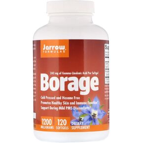 Jarrow Formulas Borage 1200 mg - 120 Softgels - Highest Potency Source of GLA - Supports Skin Health & Immune Function - Support for Mild PMS Discomfort - Up to 120 Servings