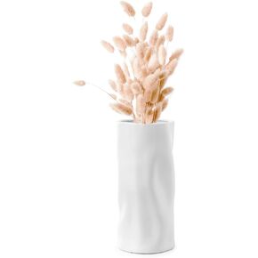 Navaris Sculptural Ceramic Vases for Flowers - White Modern Vase for for The Home and Office - Stylish Flower Vase for Modern Decor - 25cm/9.8 Inches High Vase