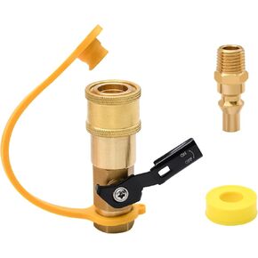 RUBY.Q 7pcs Propane Quick Connect Fittings,1/4" RV Propane Quick Connect Fittings Adapter with 3/8" Flare x 1/4" NPT Male Pipe Half-Union Fitting 1/4" Male NPT 1/4" Female NPT (7 Pieces)