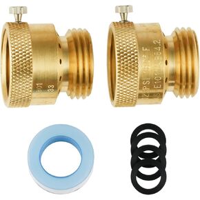 SUNGATOR 2-Pack Vacuum Breaker Set, 3/4 Inch GHT Garden Hose Thread Anti-Siphon Hose Bib Valve for Garden Spigot, RV, Solid Brass Anti-Backflow Valve with Tape