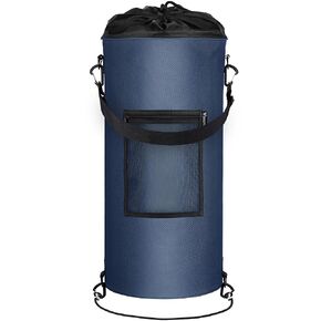Boat Trash Can, Wizcave Leakproof Boat Trash Bag, Portable Pontoon Boat Accessories for Storage, Reusable Boat Garbage Can with Clips fits 10-13 Gal Garbage Bags, Boating, Camping, RV, Kayak,Navy Blue