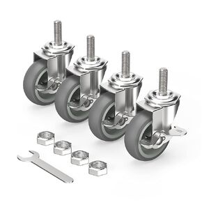 HOLKIE Caster Wheels 3 inch Locking Stem Casters, Stem Casters Swivel Casters Set of 4 Heavy Duty Castors Gray