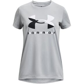 Under Armour Girls' Velocity Big Logo Short Sleeve Crew Neck T Shirt