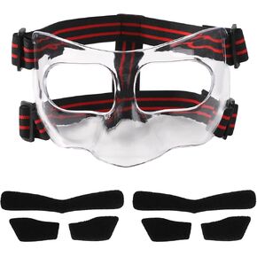 Broken Nose Face Guard, 5.9x3.74in Red & Black Sports Face Shield Nose Protector Nose Guard Face Mask with Padding Adjustable Face Shield for Basketball Soccer Baseball