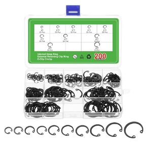 uxcell 200Pcs Internal Retaining Ring Circlip Assortment Set, 65 Mn Metal Circlip Snap Rings 10 Sizes M8 M10 M12 M14 M16 M18 M20 M22 M24 M26