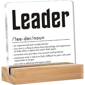 Leader Appreciation Gifts for Boss Mentor Manager,Leader Definition Clear Desk Decorative Sign Acrylic Sign With Wooden Stand for Desk Table Shelf（4 x 4 Inches） in Saudi Arabia