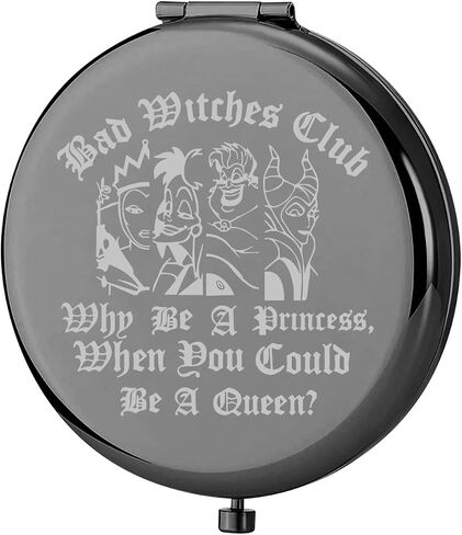 KEYCHIN Villains Club Pocket Mirror Evil Queen Fans Gifts Bad Witches Club When Be A Princess When You Could Be A Queen Compact Makeup Mirror (Bad Witches-S) in Kuwait