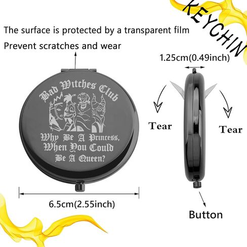 KEYCHIN Villains Club Pocket Mirror Evil Queen Fans Gifts Bad Witches Club When Be A Princess When You Could Be A Queen Compact Makeup Mirror (Bad Witches-S) in Kuwait