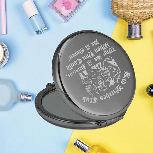 KEYCHIN Villains Club Pocket Mirror Evil Queen Fans Gifts Bad Witches Club When Be A Princess When You Could Be A Queen Compact Makeup Mirror (Bad Witches-S) in Kuwait