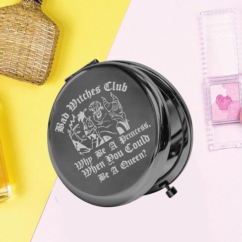 KEYCHIN Villains Club Pocket Mirror Evil Queen Fans Gifts Bad Witches Club When Be A Princess When You Could Be A Queen Compact Makeup Mirror (Bad Witches-S) in Kuwait