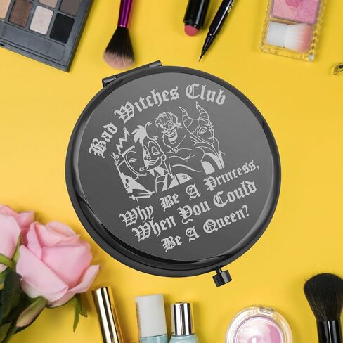 KEYCHIN Villains Club Pocket Mirror Evil Queen Fans Gifts Bad Witches Club When Be A Princess When You Could Be A Queen Compact Makeup Mirror (Bad Witches-S) in Kuwait